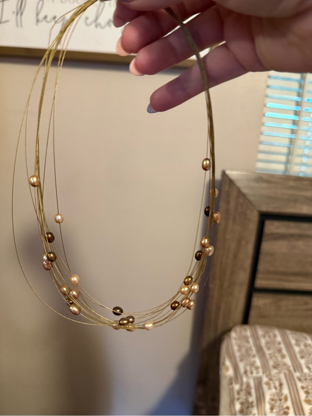 Honora Multi-Strand Pearl Necklace in Gold and Champagne Tones. Never worn.